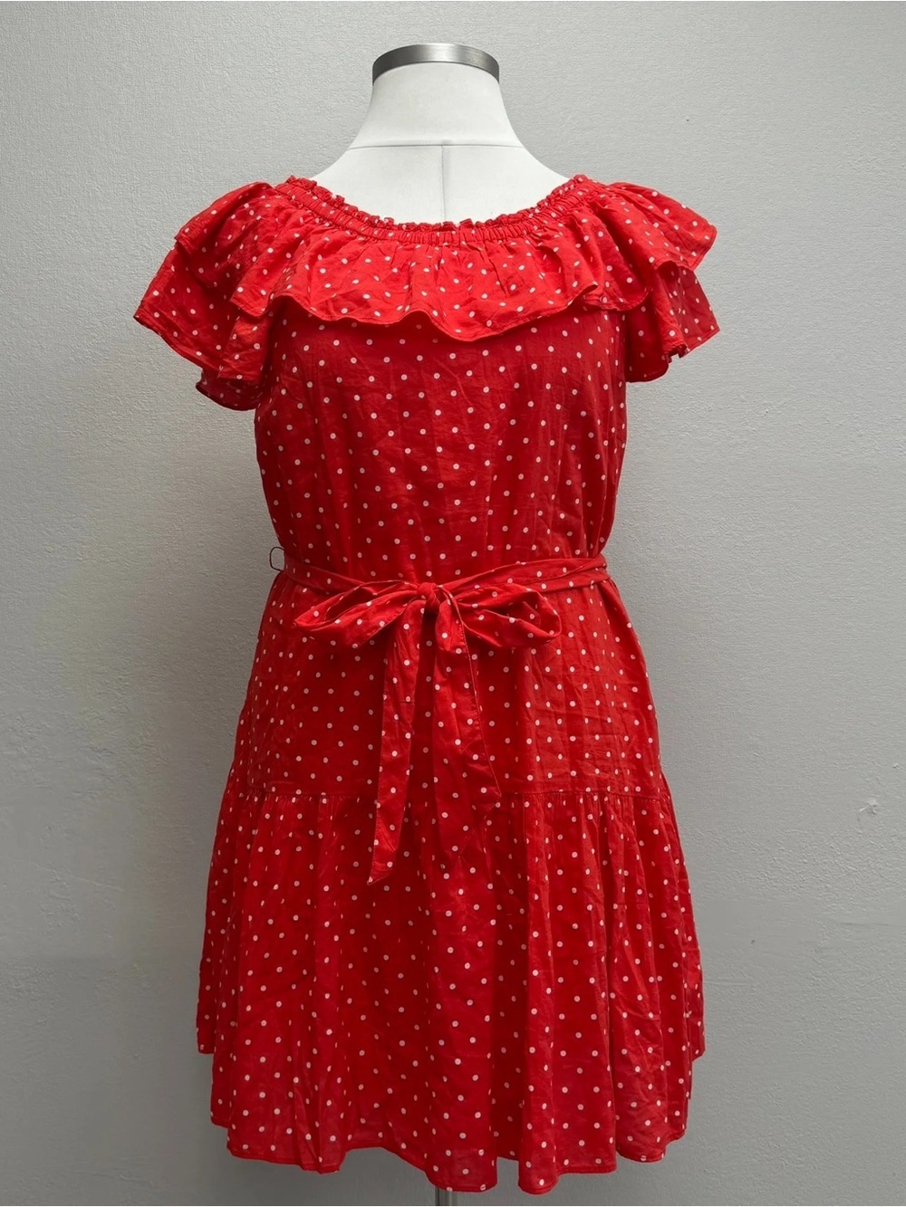 Draper James Red Polka Dot Ruffle Mini Dress - New! - Size XL